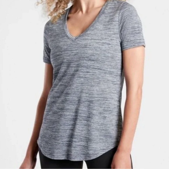 Athleta Breezy Heather scoop V neck - Picture 1 of 4